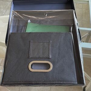 Baleine Black Storage Bin with green file folders